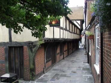 Scene showing God Begot House, Winchester, Hampshire (Hants), England