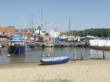 Photo of the busy, colourful Quay area, Woodbridge, Suffolk, England, Great Britain