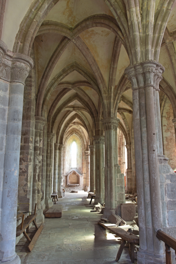Part of the Ambulatory, Dore Abbey, Abbeydore, Herefordshire, England, Great Britain
