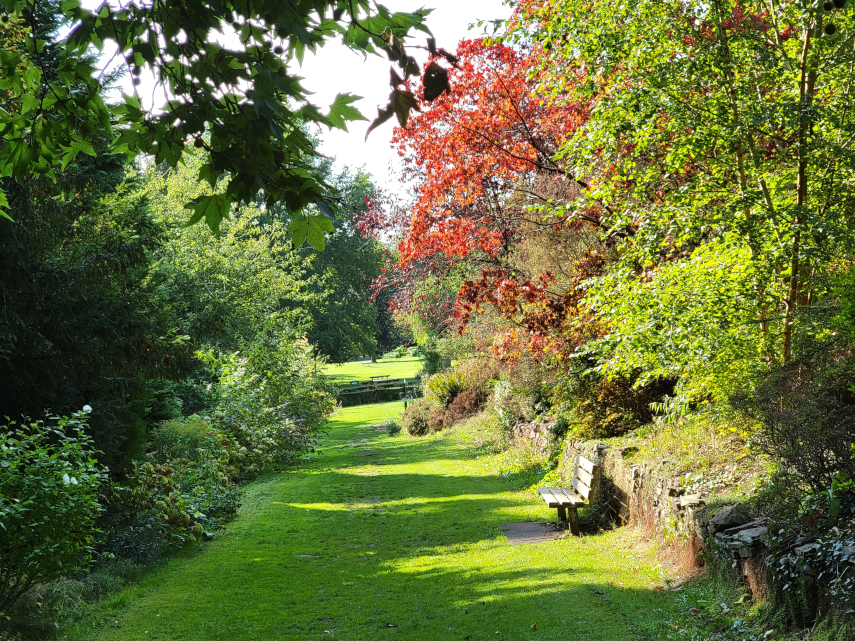 a grass path, Linda Vista House, Abergavenny, Monmouthshire