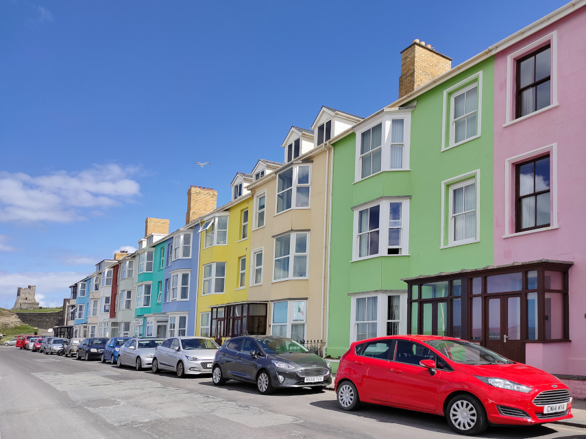 Colourful terraced houses on the seafront