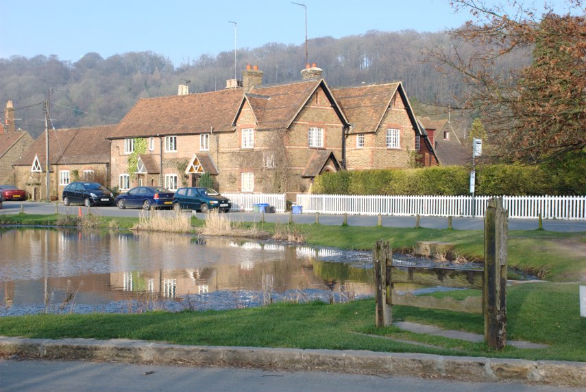 The Village Pond and Ashridge, Aldbury, Hertfordshire, England, Great Britain