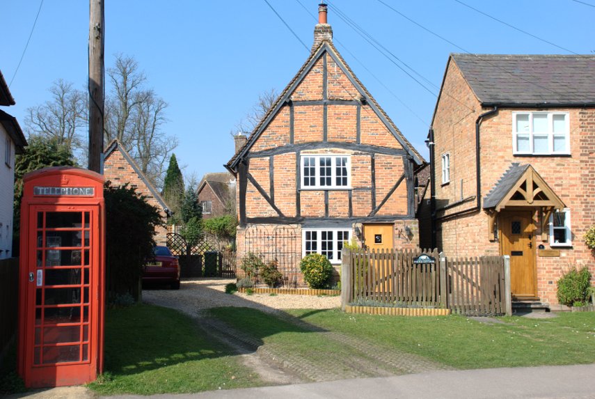A Timber-Framed House with Brick Infill, Aldbury, Hertfordshire, England, Great Britain