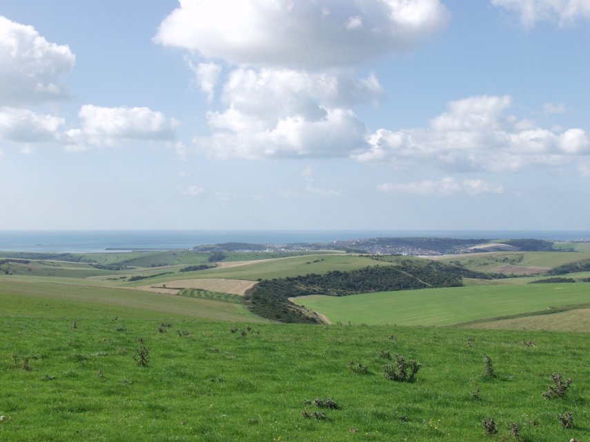 Newhaven from Firle Beacon, Alfriston, Sussex, England, Great Britain