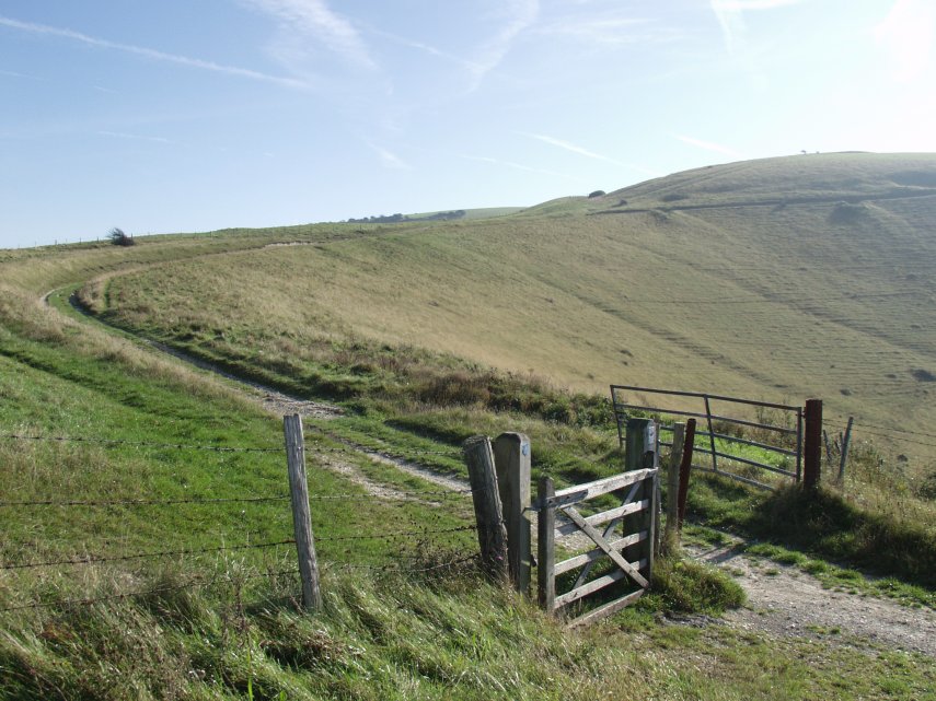 The path up Windover Hill, Alfriston, Sussex, England, Great Britain