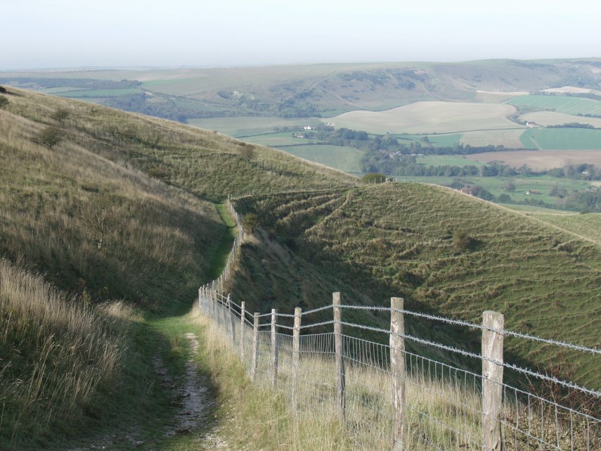 The path above the Wilmington Long Man, Sussex, England, Great Britain
