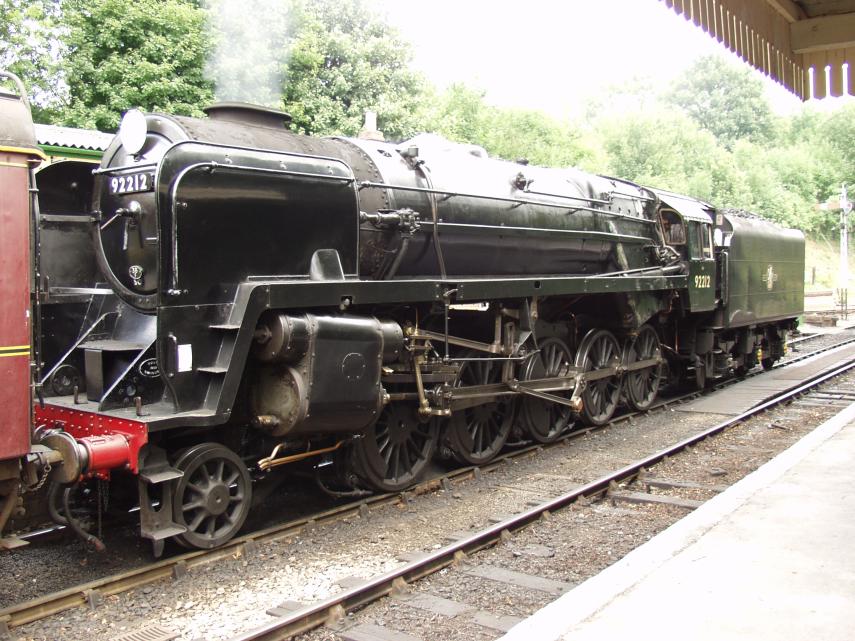Locomotive 92212 waits for departure, New Alresford, Hampshire, England, Great Britain