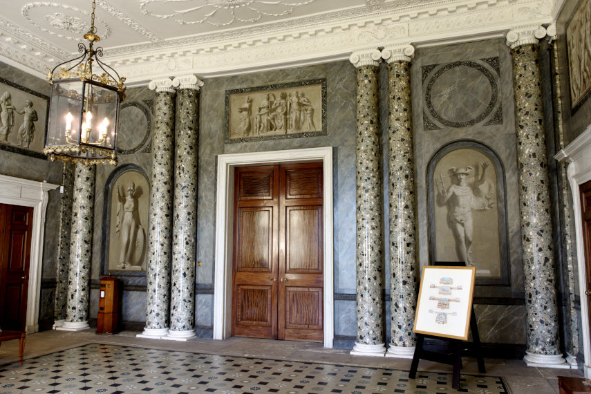 The Entrance Hall, Attingham Hall, Shrewsbury, Shropshire, England, Great Britain