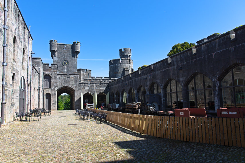 Railway Museum in the Courtyard, Penrhyn Castle, Bangor, Caernarfonshire, Wales, Great Britain