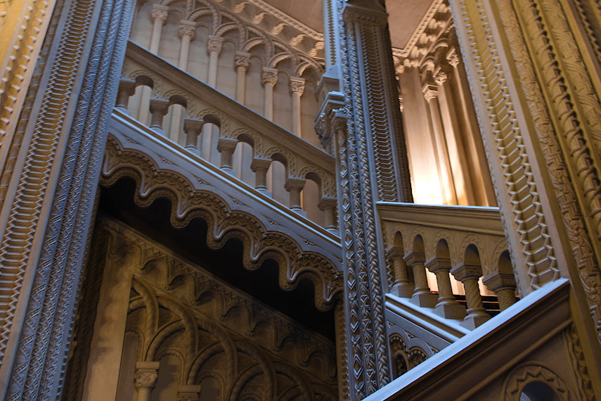The Grand Staircase, Penrhyn Castle, Bangor, Caernarfonshire, Wales, Great Britain