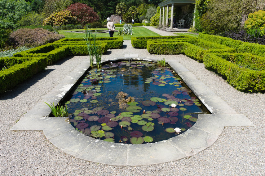 The formal top terrace, the Gardens, Penrhyn Castle, Bangor, Caernarfonshire, Wales, Great Britain