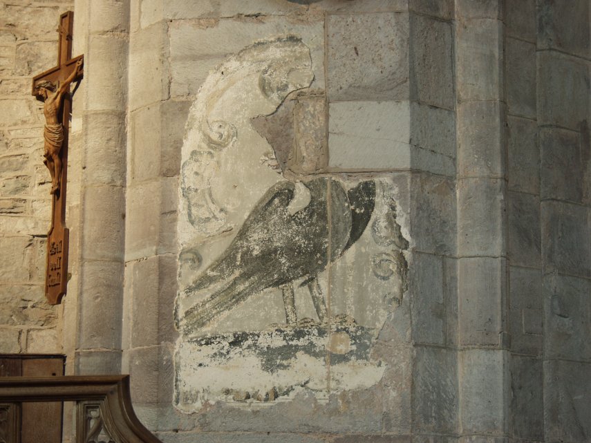 17th century wall painting, Brecon Cathedral, Brecon, Brecknockshire, Wales.