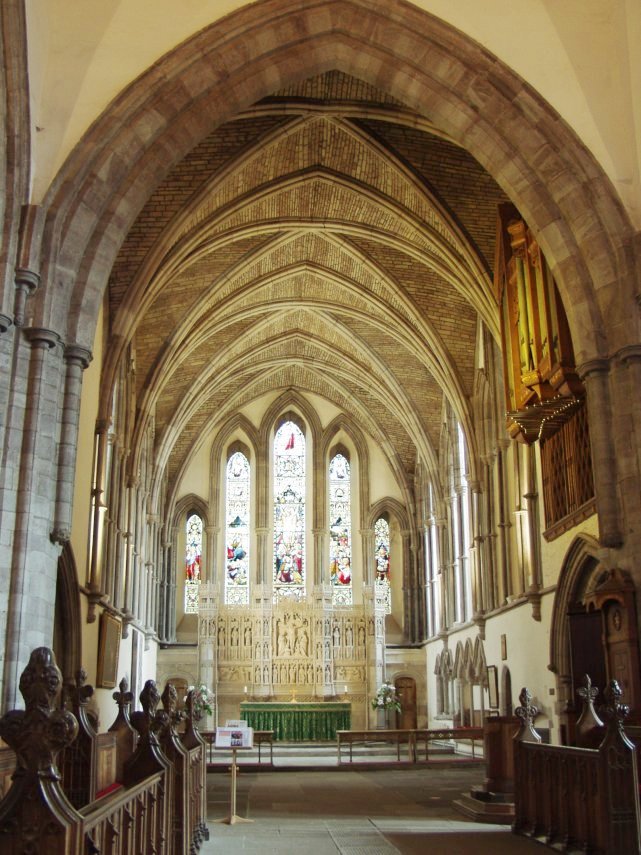 The Chancel, Brecon Cathedral, Brecon, Brecknockshire, Wales.
