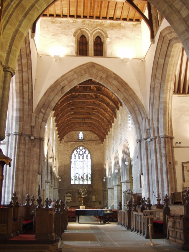 The Nave from the Quire, Brecon Cathedral, Brecon, Brecknockshire, Wales.