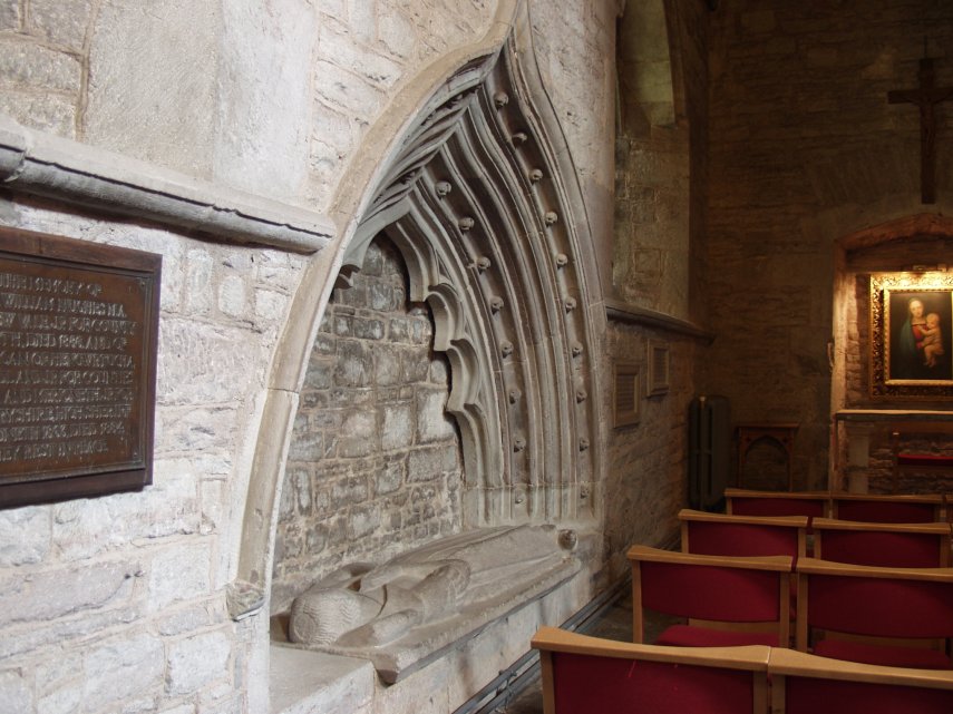A tomb in the north wall, Brecon Cathedral, Brecon, Brecknockshire, Wales.