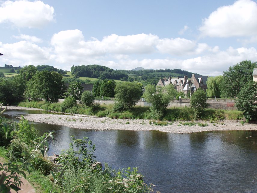 View of the River Usk, Brecon, Brecknockshire, Wales