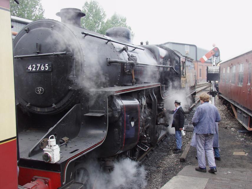 A steam locomotive at Bridgnorth Station on the Severn Valley Railway, Bridgnorth, Shropshire, England