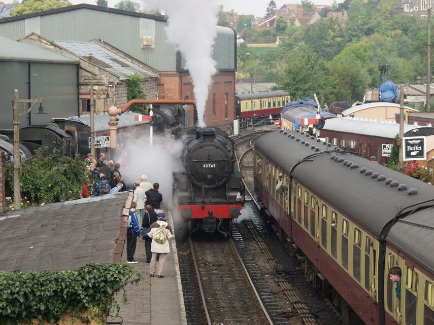 Locomotive taking on water, Bridgnorth, Shropshire, England, Great Britain