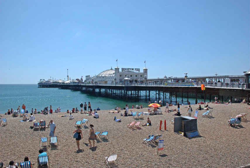 Palace Pier from the Beach, Brighton, Sussex, England