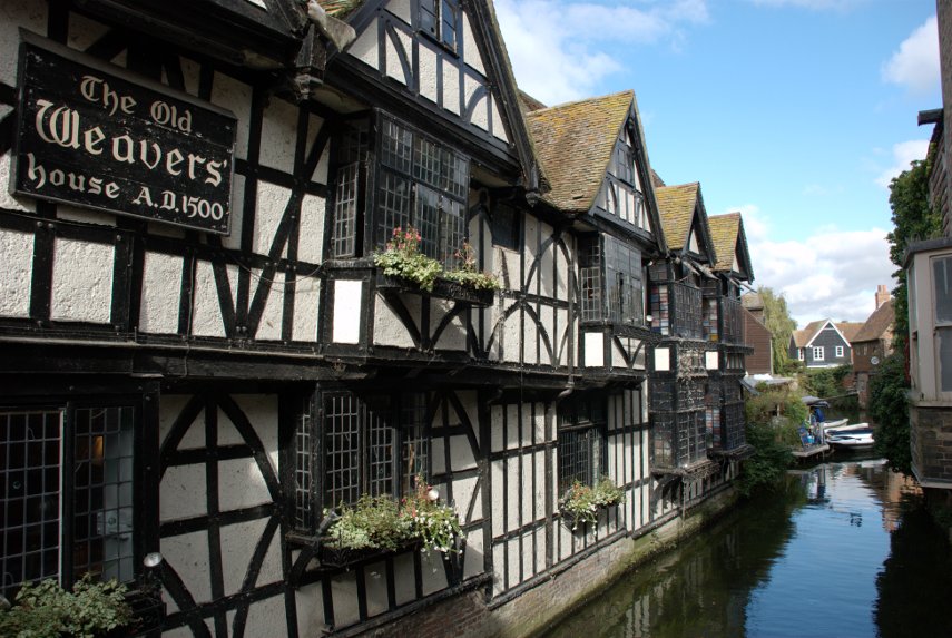 The Old Weavers House and the River Stour, Canterbury, Kent, England, Great Britain