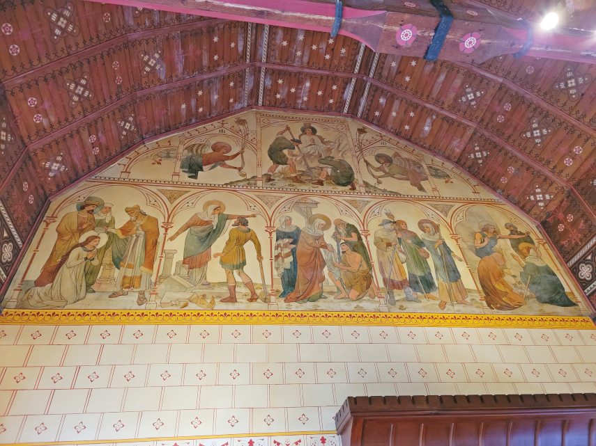 A Mural (1), Banqueting Hall Castell Coch, Cardiff, Wales, Great Britain.