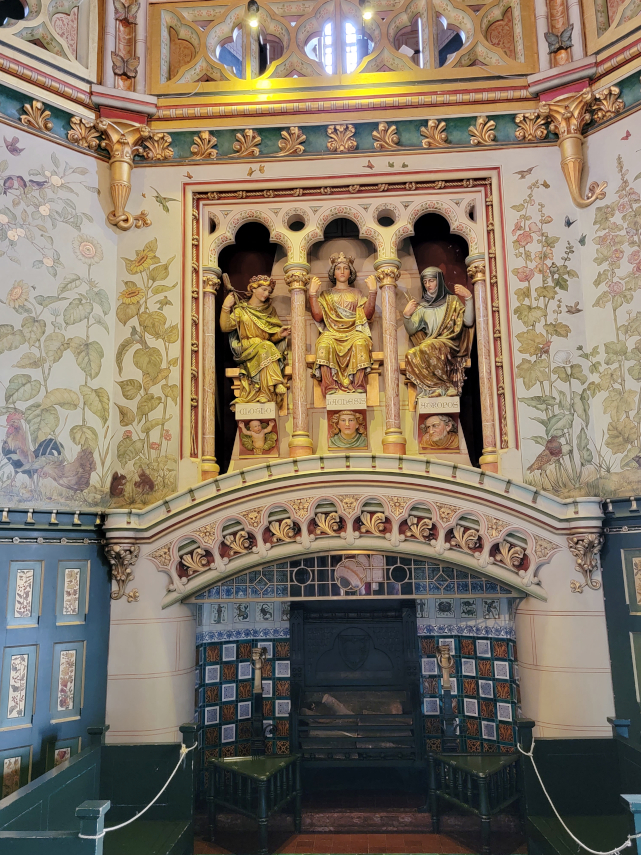 The Fireplace, Drawing Room, Castell Coch, Cardiff, Glamorgan, Wales, Great Britain.