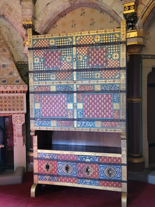 A Cabinet, Lady Bute's Bedroom Castell Coch, Cardiff, Wales, Great Britain.