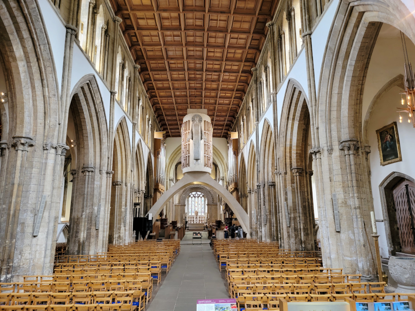 The Nave looking East, Llandaff Cathedral, Llandaff, Cardiff, Glamorgan, Wales, Great Britain.