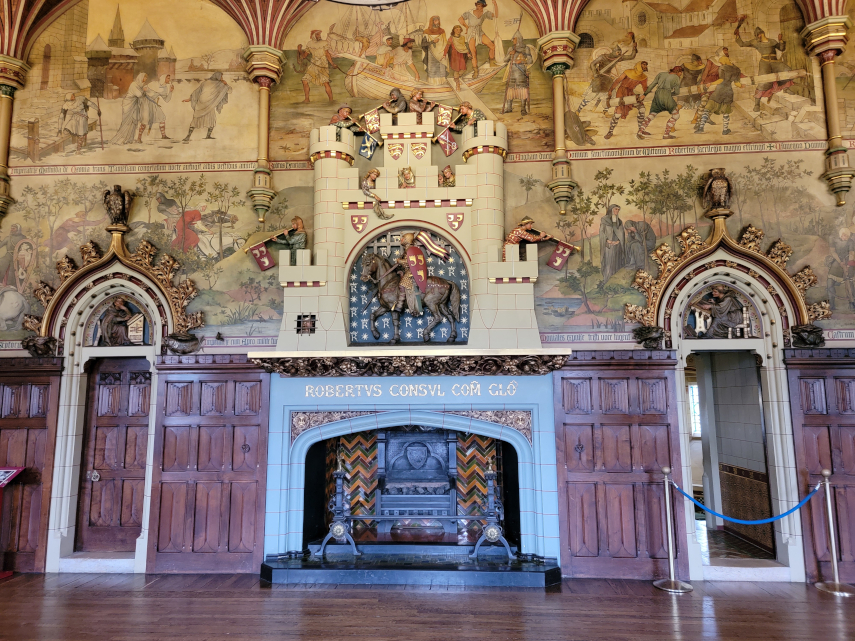 The Fireplace, Banqueting Hall, Cardiff Castle, Cardiff, Glamorgan, Wales, Great Britain.