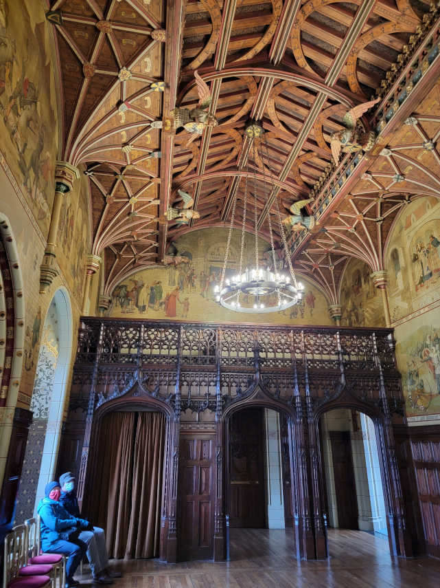 The Minstrel's Gallery, Banqueting Hall, Cardiff Castle, Cardiff, Glamorgan, Wales, Great Britain.