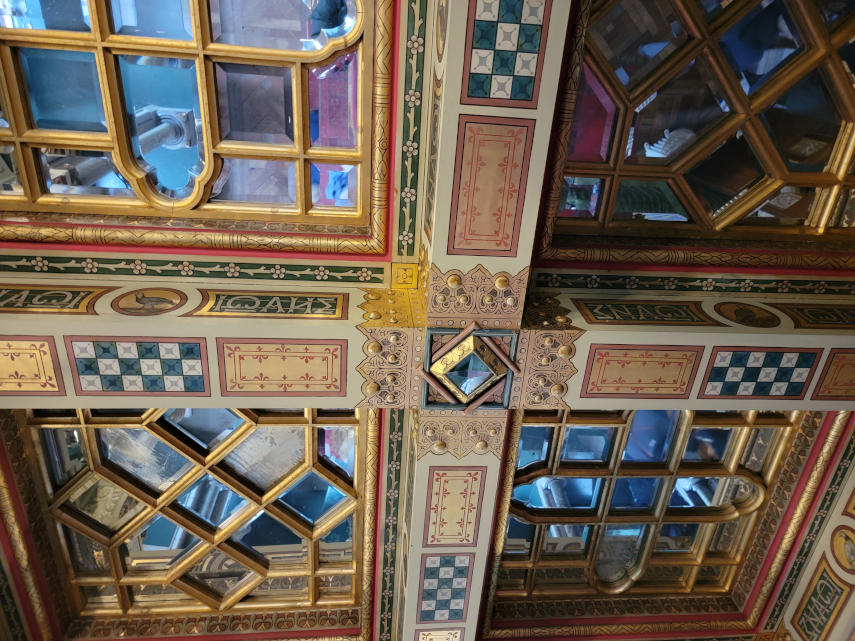 The Ceiling of Lord Bute's Bedroom, Cardiff Castle, Cardiff, Glamorgan, Wales, Great Britain.