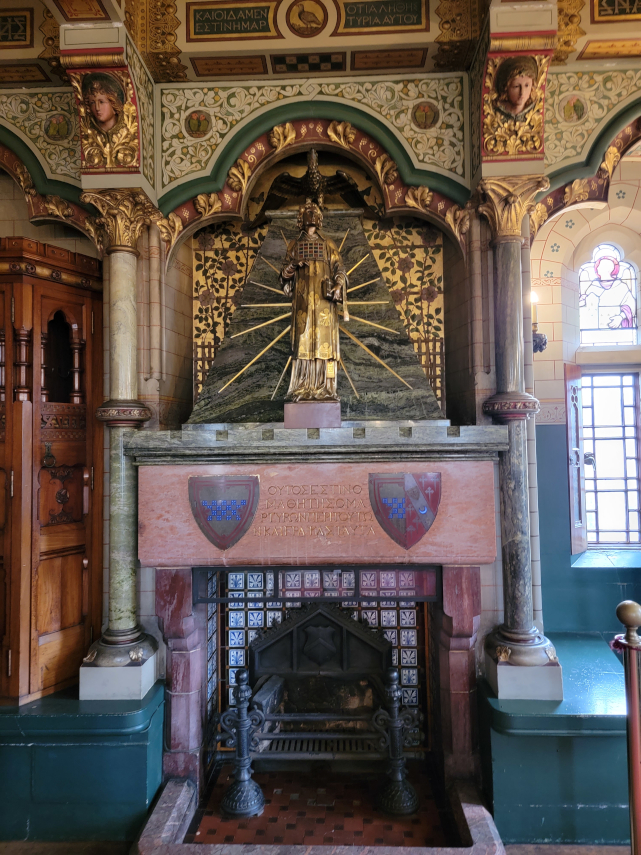The Fireplace, Lord Bute's Bedroom, Cardiff Castle, Cardiff, Glamorgan, Wales, Great Britain.