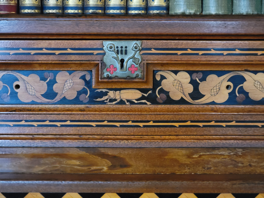 Decorative detail, Library, Cardiff Castle, Cardiff, Glamorgan, Wales, Great Britain.