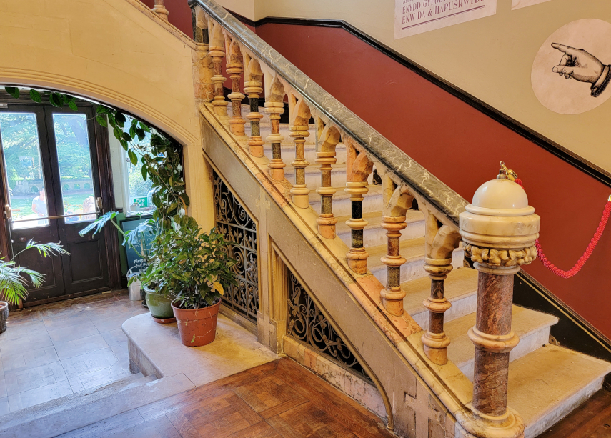 The Grand Staircase, Insole Court, Llandaff, Cardiff, Wales, Great Britain.