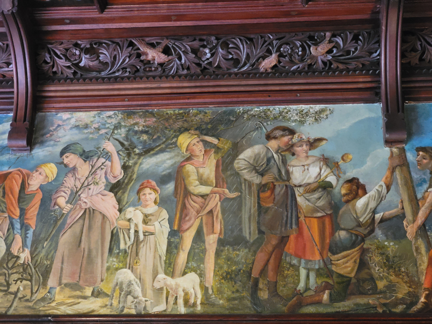 Part of the Frieze, the Library, Insole Court, Llandaff, Cardiff, Glamorgan, Wales, Great Britain.