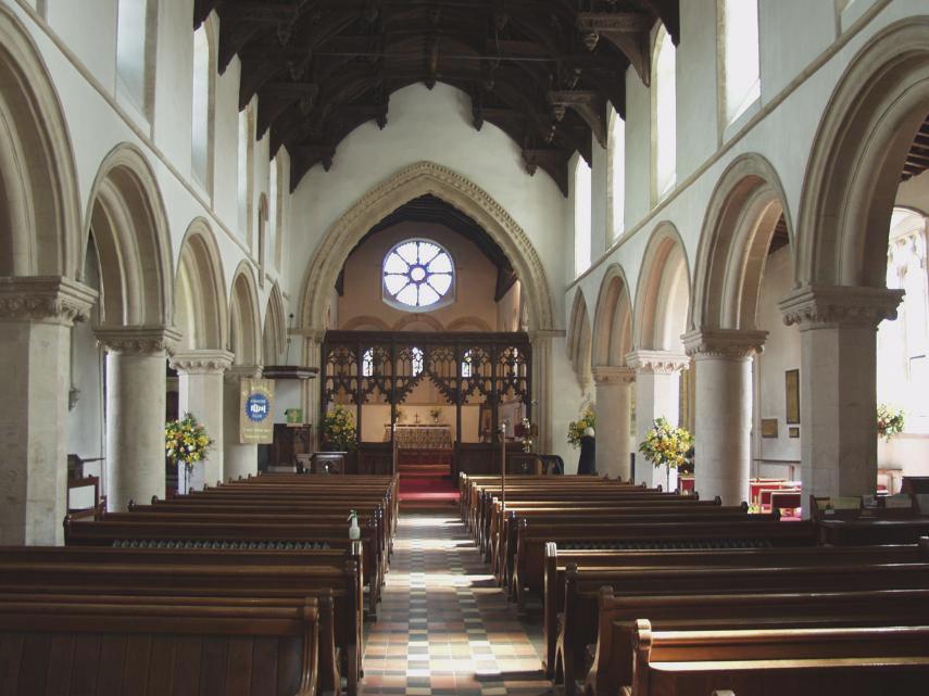 The Nave, Church of St. Nicholas, Castle Hedingham, Essex, England, Great Britain