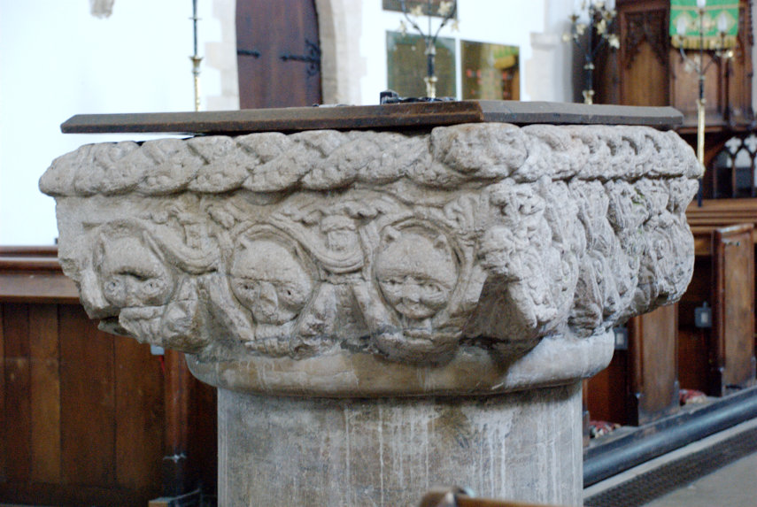 The Font, St. Lawrence Church, Castle Rising, Norfolk, England, Great Britain