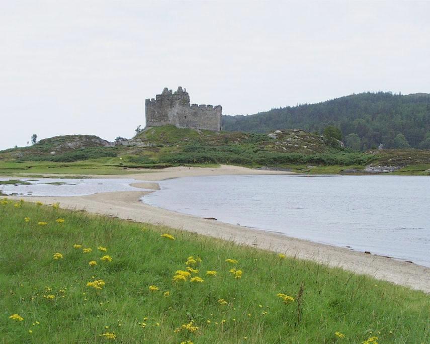 Castles - Scene of Loch Moidart showing Castle Tioram