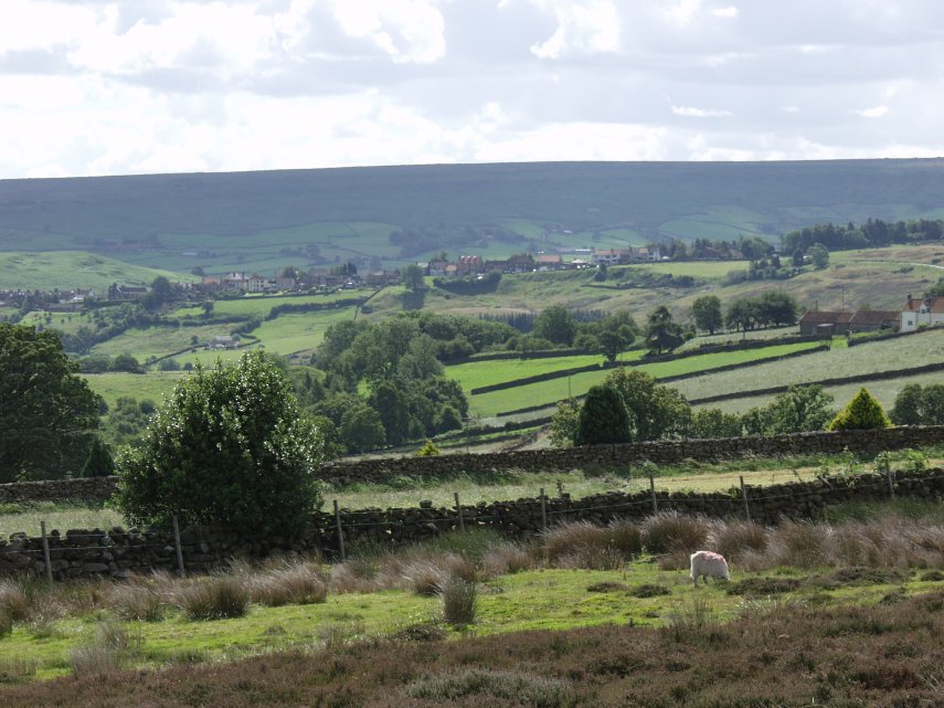 Distant view of Castleton, Yorkshire, England, Great Britain