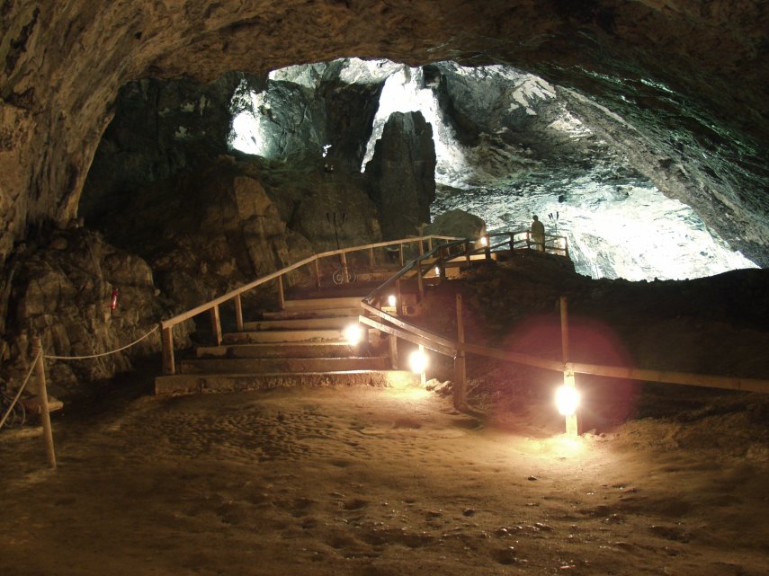 View of the Peak Cavern, Castleton, Derbyshire, England