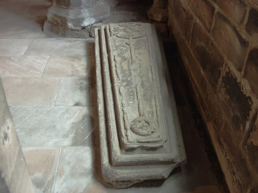 View of a 13th century gravestone, Chester Cathedral, Chester