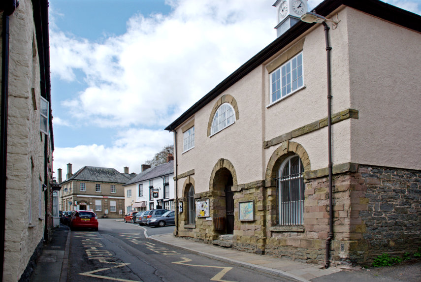 The Square and the Old Town Hall, Clun, Shropshire, Great Britain