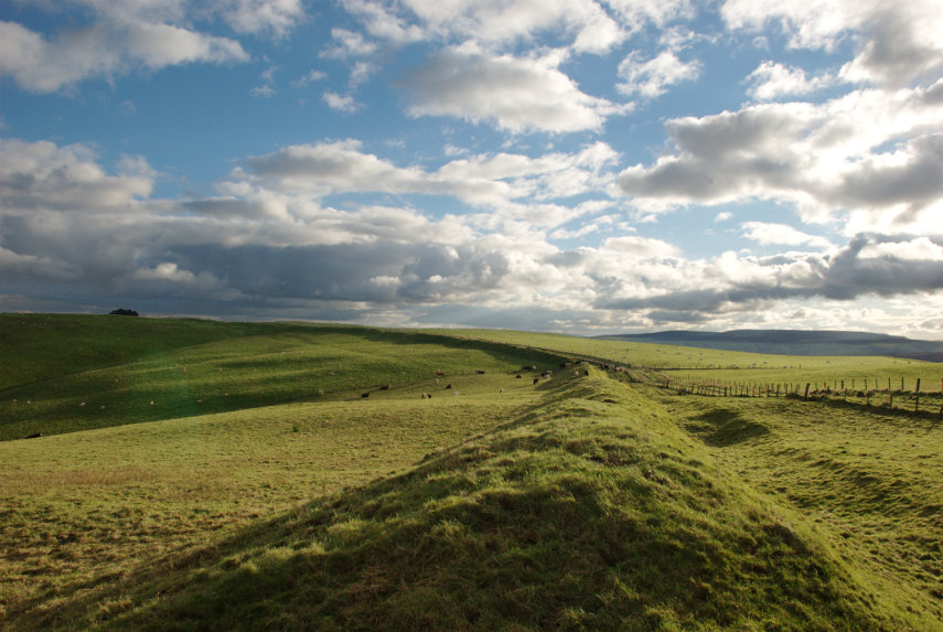 View of Offa's Dyke, Llanfair Hill, Clun, Shropshire, Great Britain