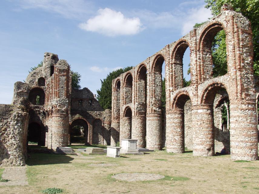 Scene showing St. Botolph's Priory, Colchester, Essex, England