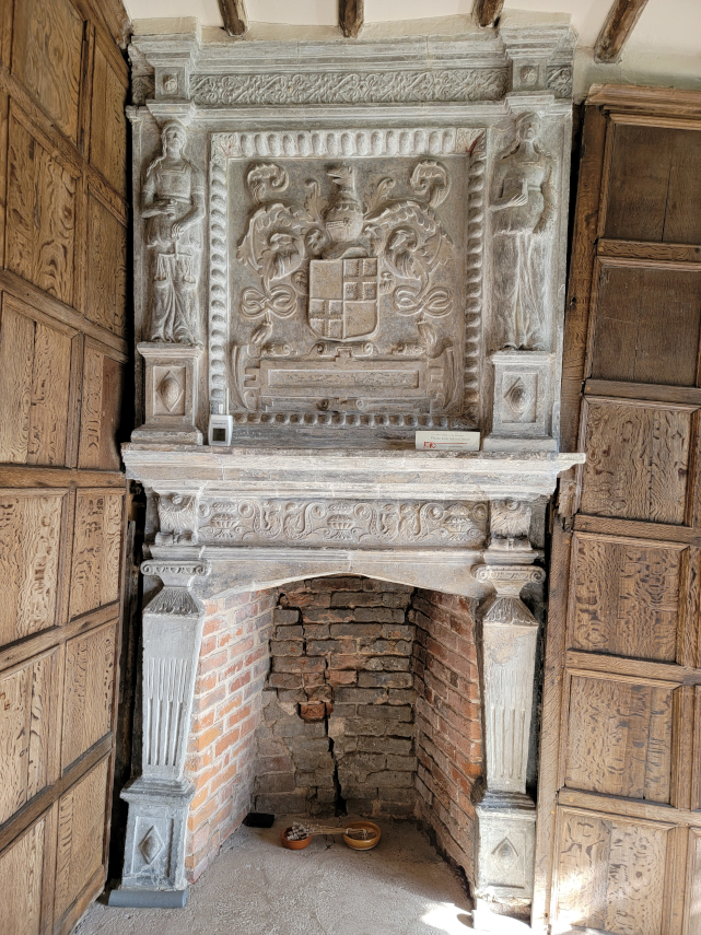A rather fine fireplace, Little Moreton Hall, Congleton, Cheshire, Great Britain