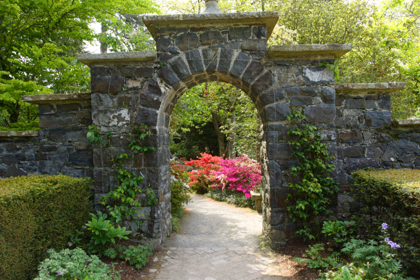 The House area, Bodnant Gardens, Denbighshire, Wales, Great Britain