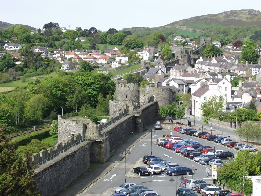 The Medieval Town Walls, Conwy, Caernarfonshire, Wales, Great Britain