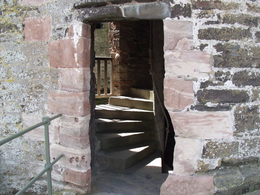 Medieval Spiral Stairway, Conwy Castle, Conwy, Caernarfonshire, Wales, Great Britain