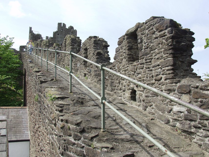 The steepest part of the Town Walls, Conwy, Caernarfonshire, Wales, Great Britain
