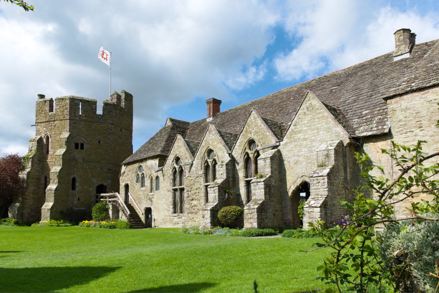 View of the Great Hall and South Tower, Stokesay Castle, Craven Arms, Shropshire, Great Britain
